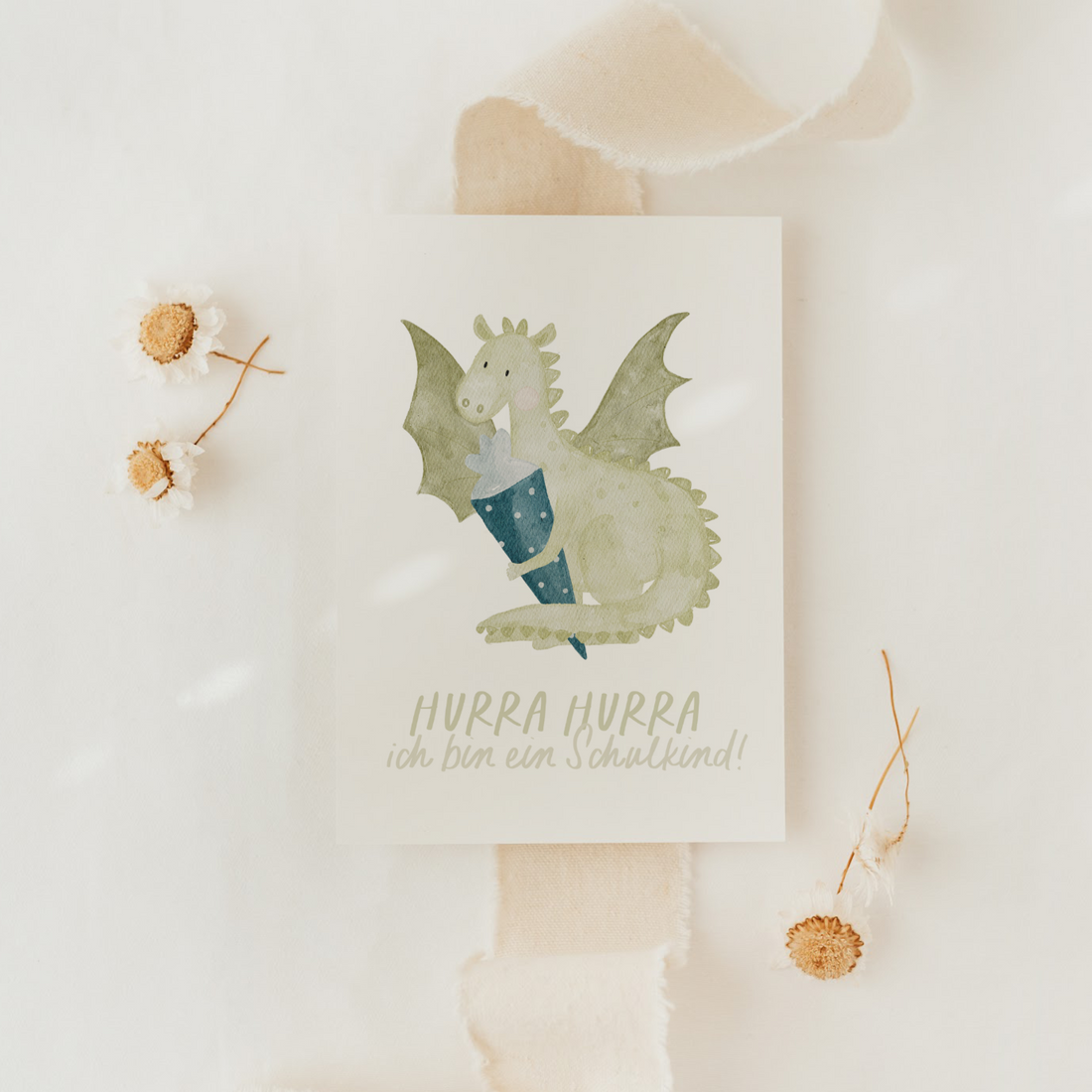 Hej Hanni Postkarte Schulanfang Drache