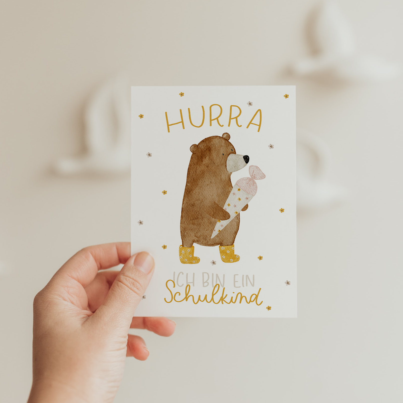 Hej Hanni Postkarte Schulanfang Maus