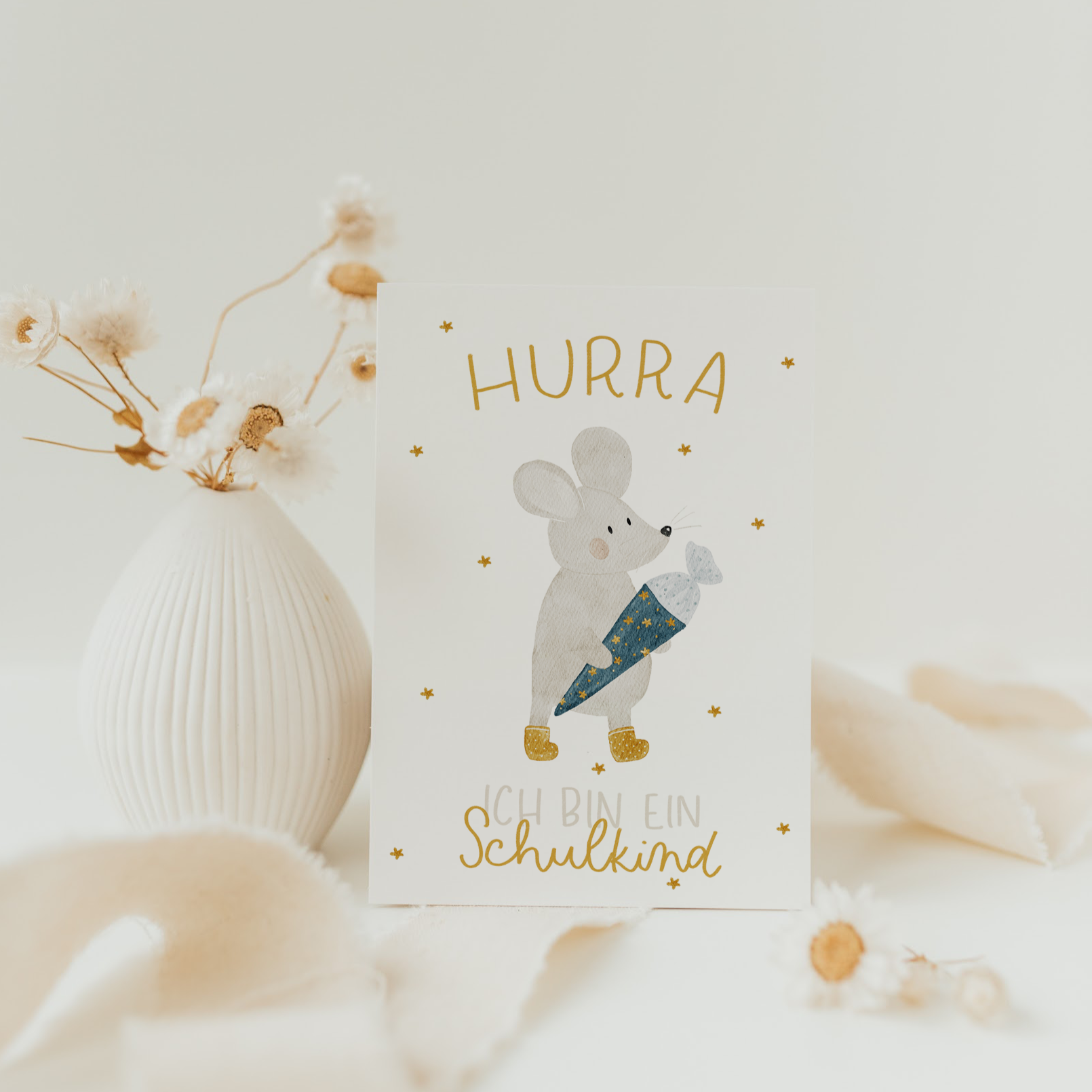 Hej Hanni Postkarte Schulanfang Bär