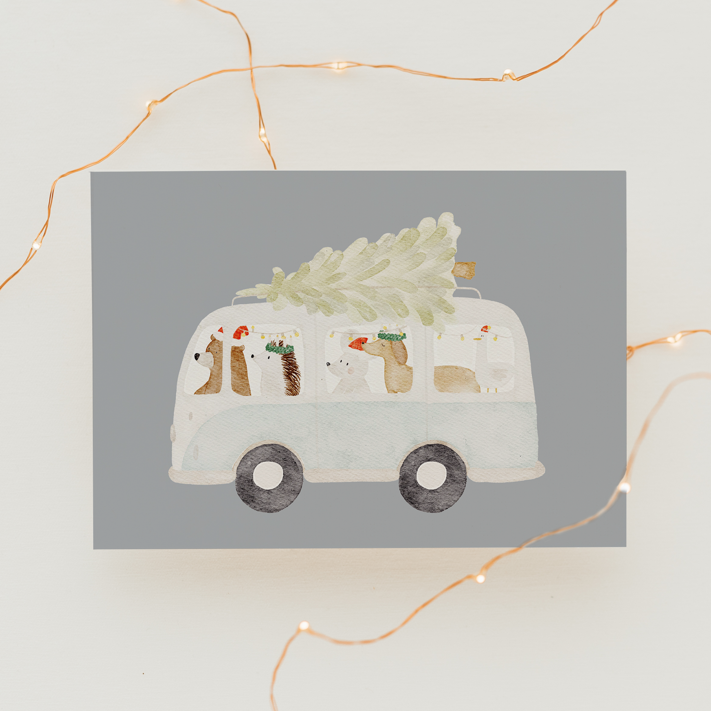 Hej Hanni Weihnachtskarte Weihnachtsbus
