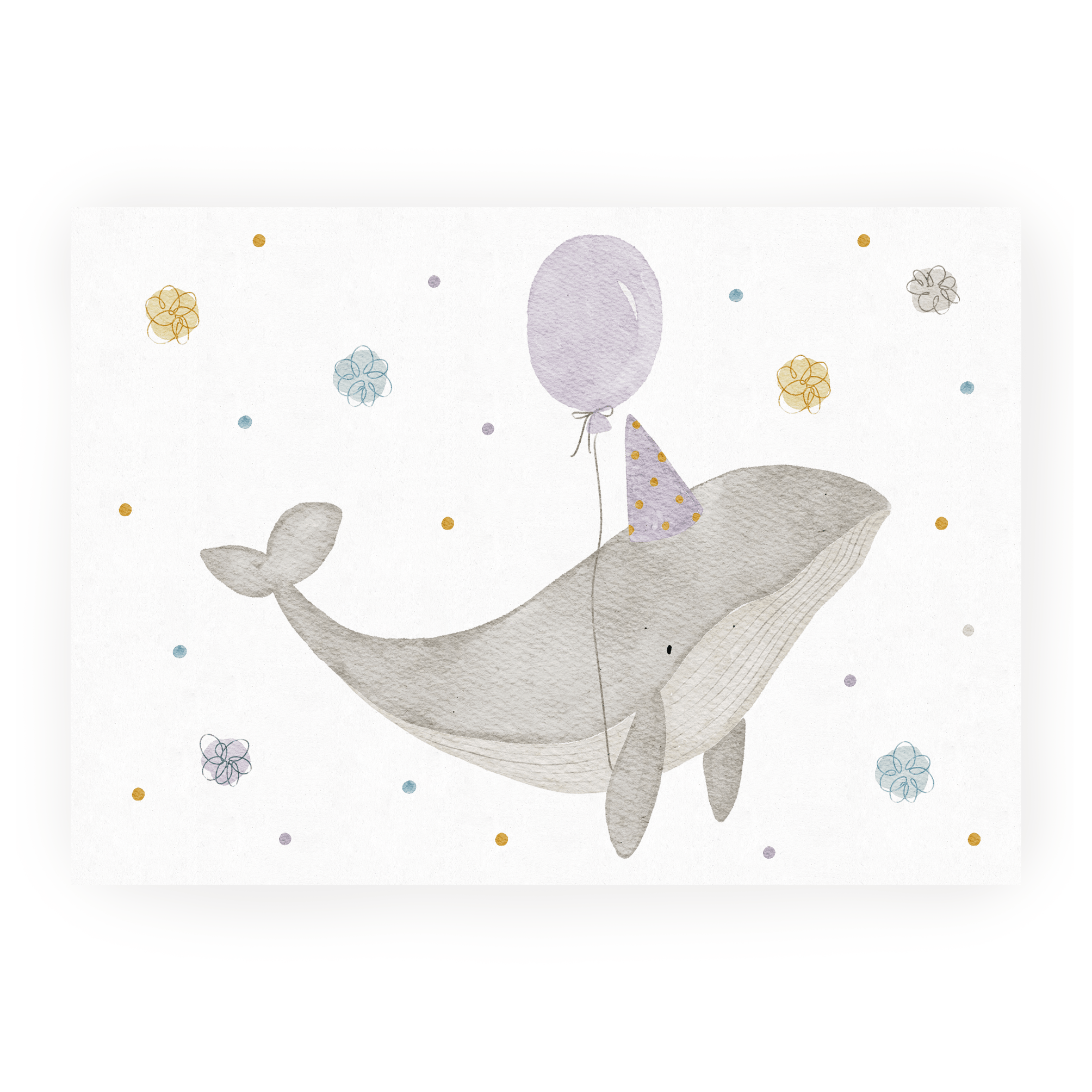 Hej Hanni Postkarte Geburtstag Wal grau