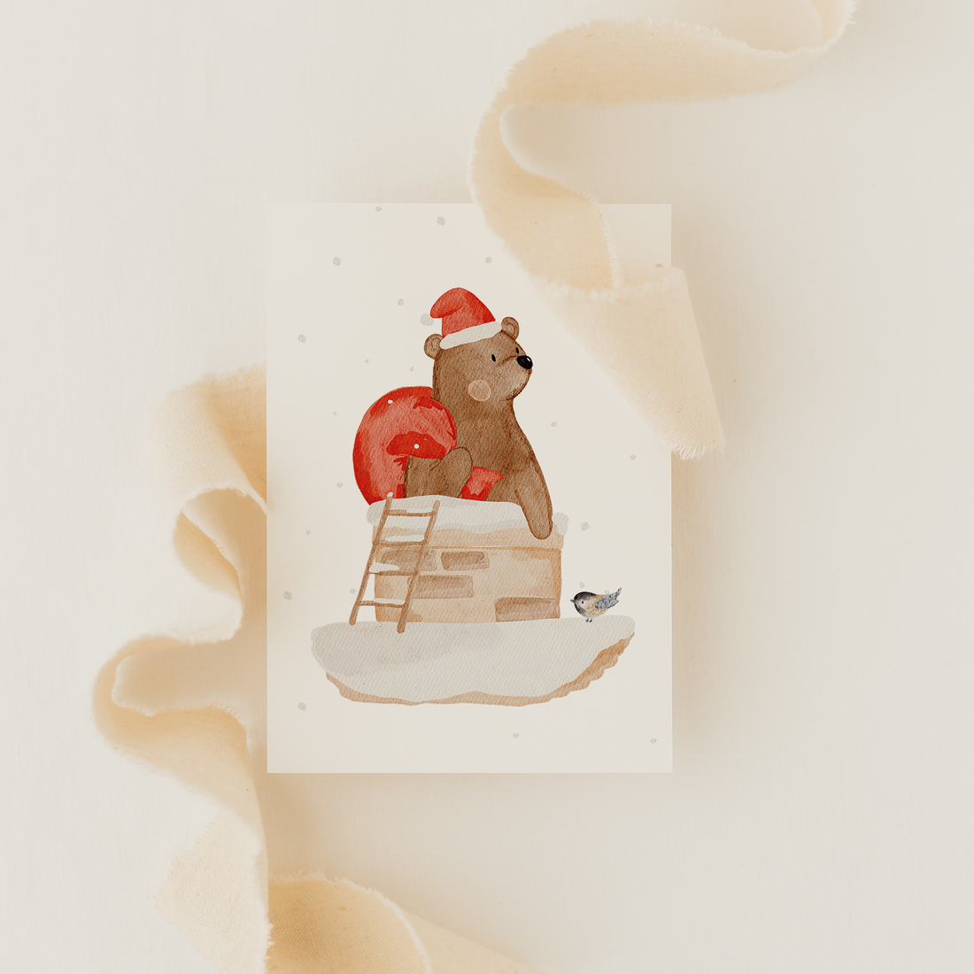 Hej Hanni Minikarte Weihnachten Kaminbär A7