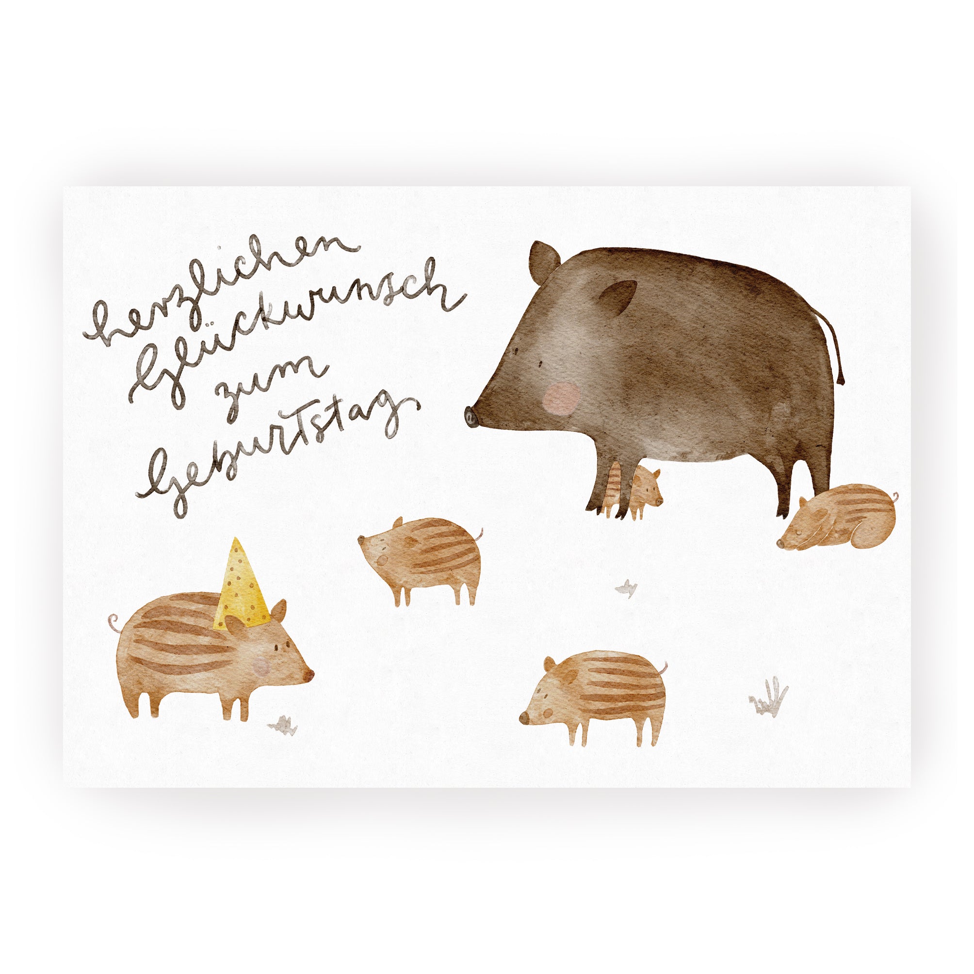 Hej Hanni Postkarte Geburtstag Wildschweine Frischlinge