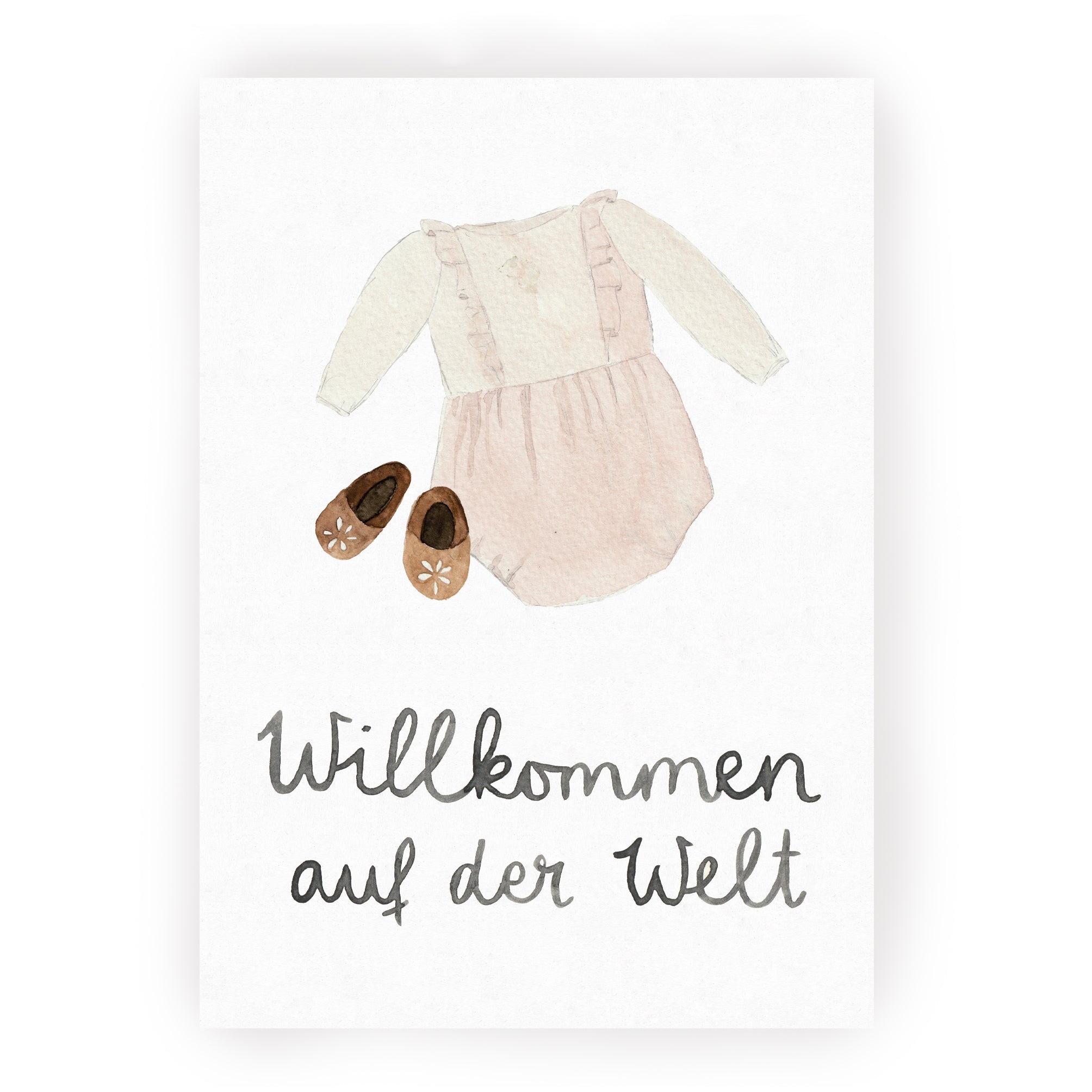 Hej Hanni Postkarte Willkommen auf der Welt rosa