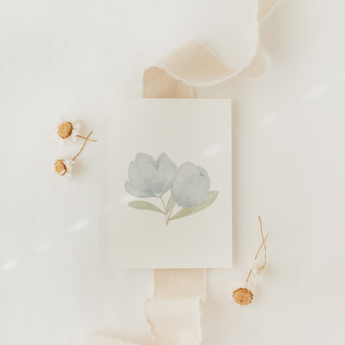 Hej Hanni Postkarte Blaue Blumen