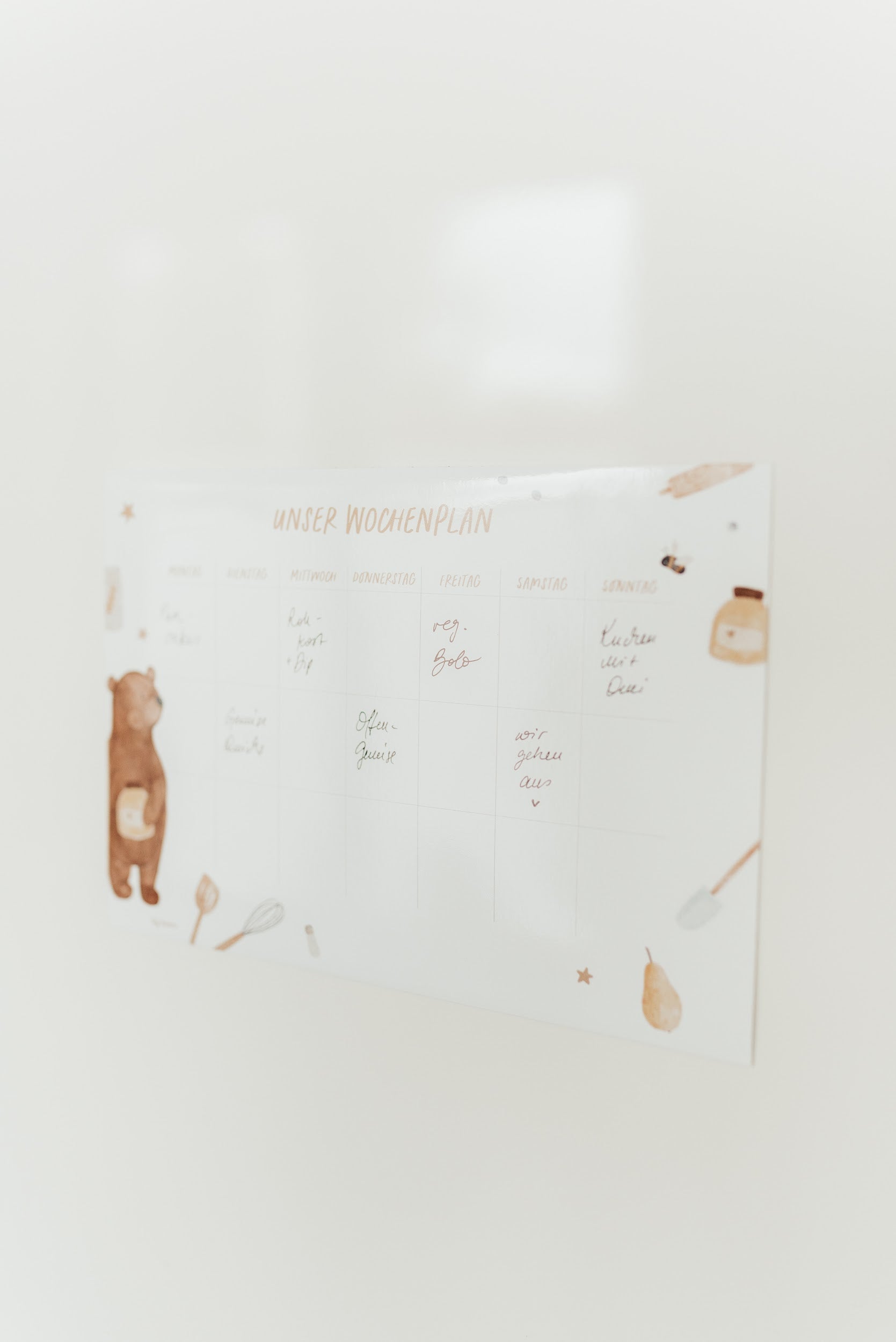 Hej Hanni wiederverwendbarer Wochenplan Bär groß / Kühlschrankmagnet