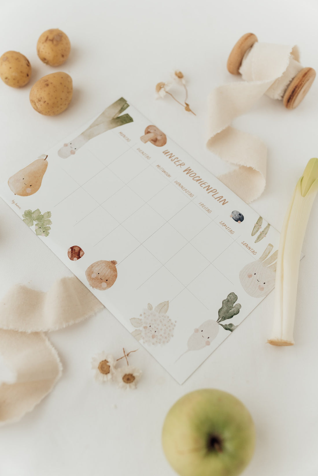 Hej Hanni wiederverwendbarer Wochenplan Früchte groß / Kühlschrankmagnet