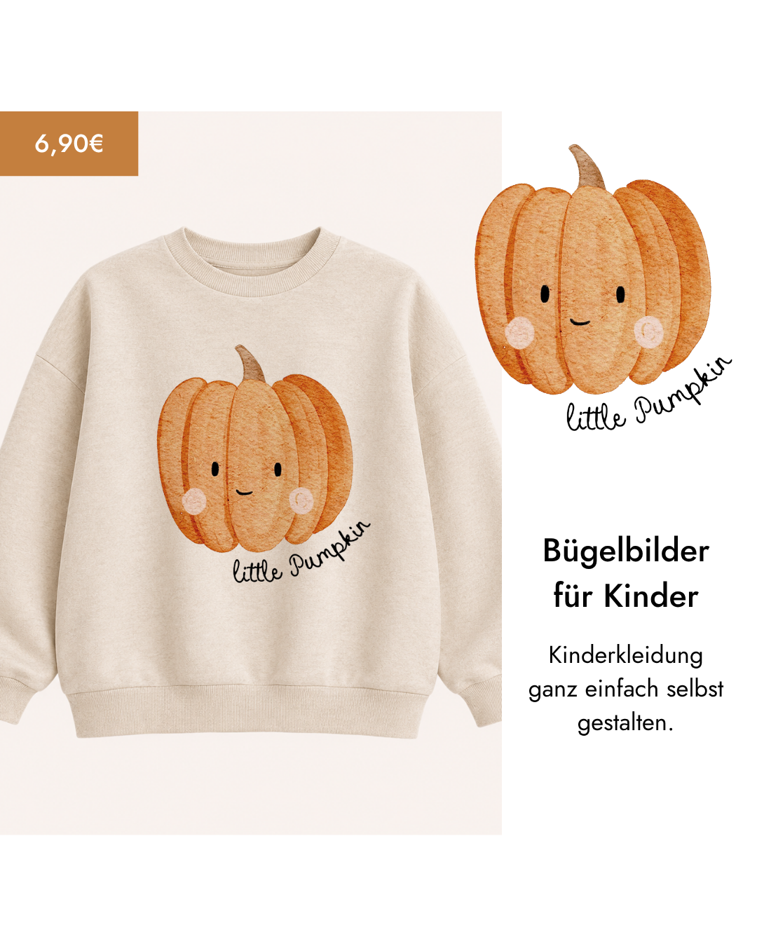 Hej Hanni Bügelbild Herbst Kürbis Little Pumpkin