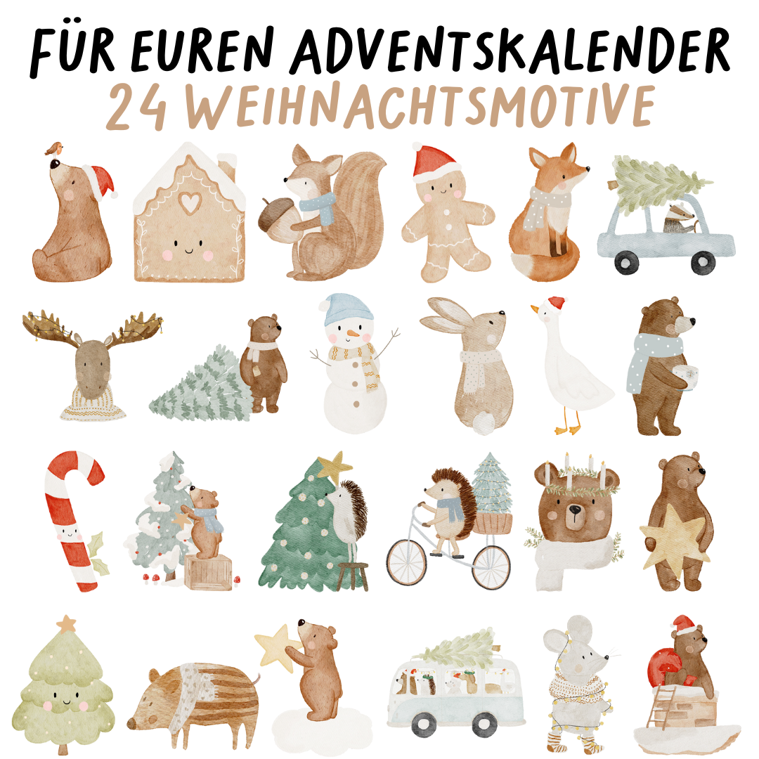 24 Bügelbilder für den Adventskalender