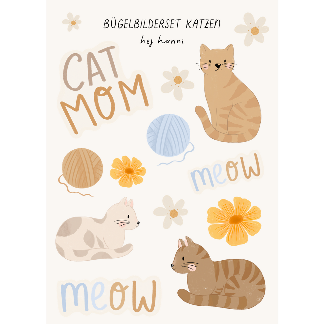 Hej Hanni Bügelbilderset A6 Katzen