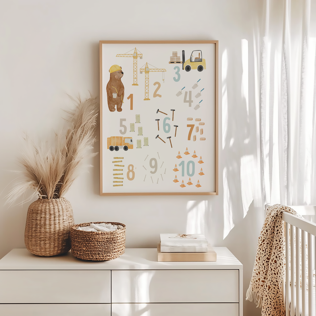 Kinderposter Zahlen Fahrzeuge inkl. Rahmen