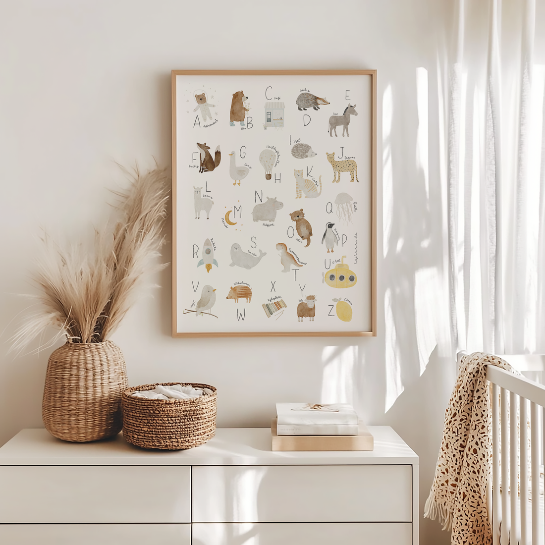 Kinderposter Alphabet Tiere ABC inkl. Rahmen