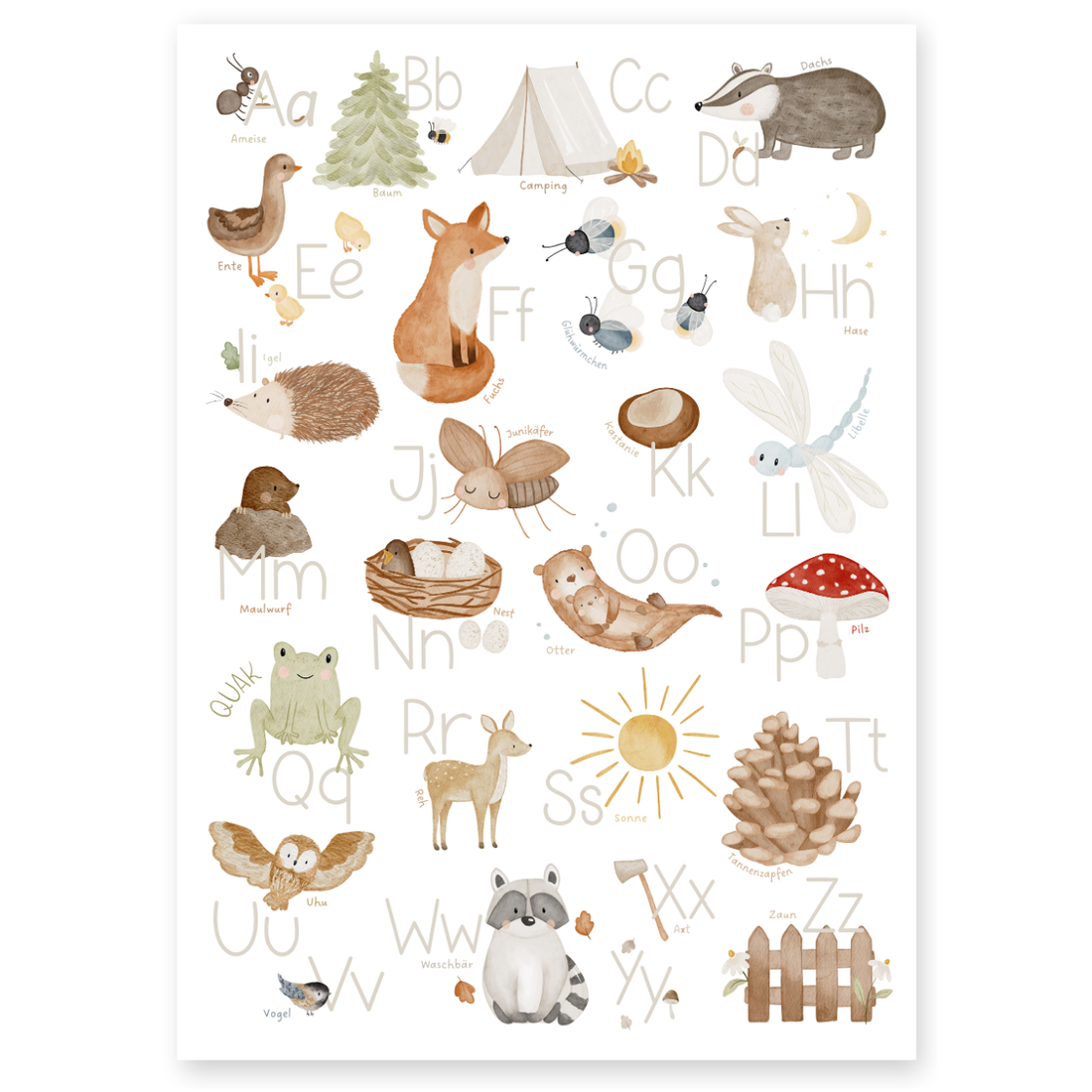 Kinderposter Alphabet Wald ABC