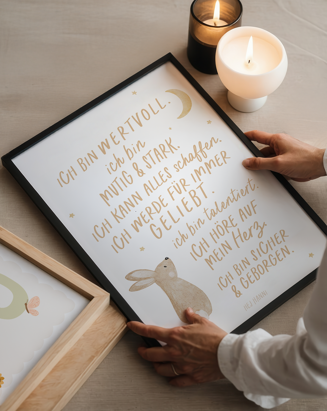 Kinderposter Affirmationen Hase inkl. Rahmen