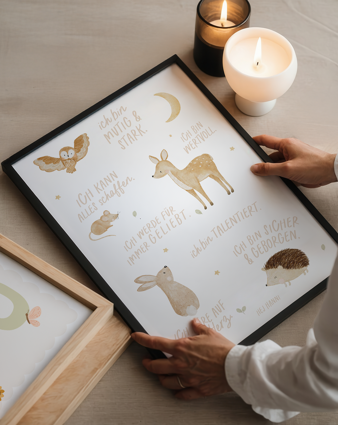 Kinderposter Affirmationen Waldtiere inkl. Rahmen