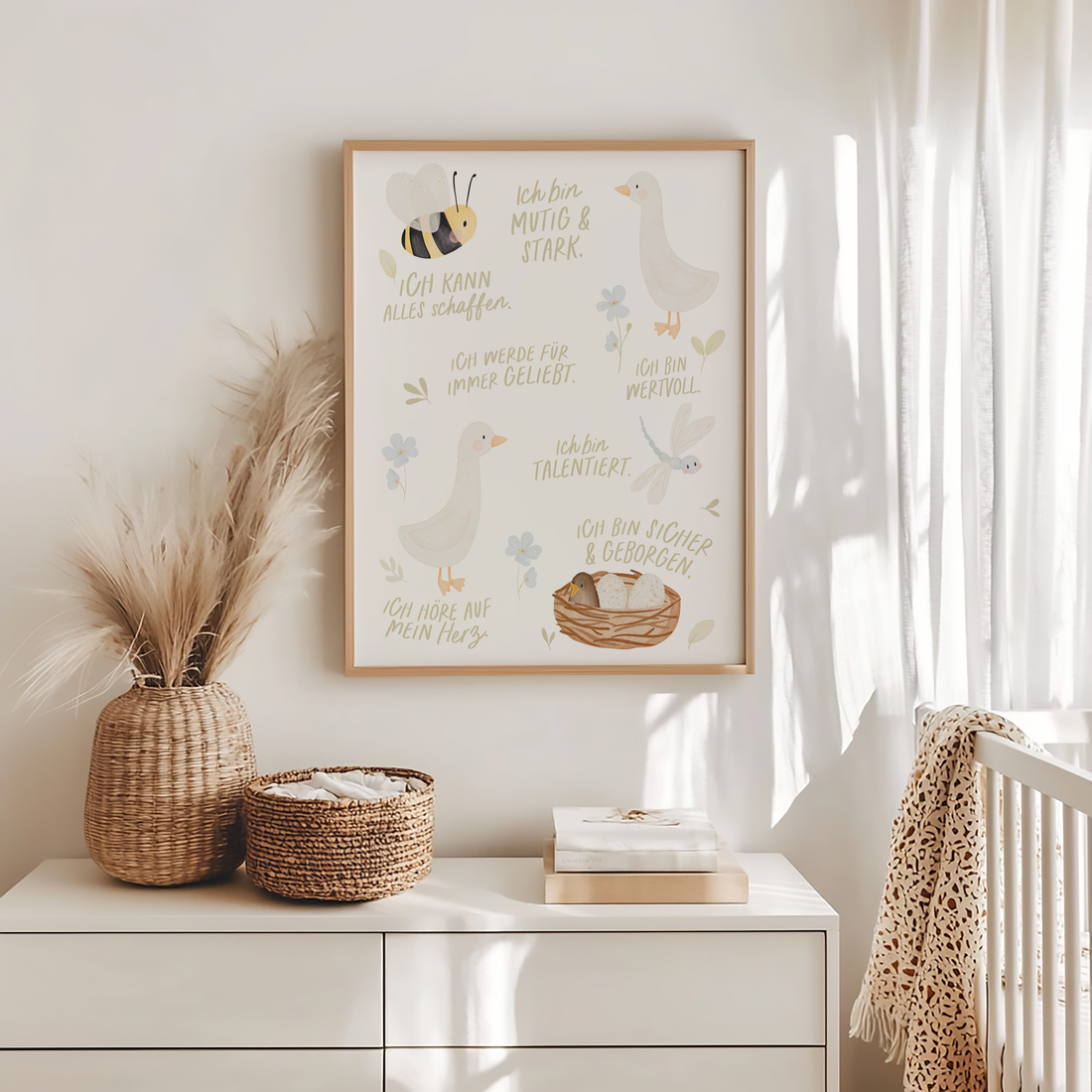 Kinderposter Affirmationen Tiere inkl. Rahmen