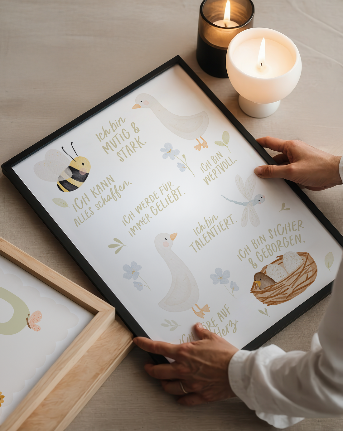 Kinderposter Affirmationen Tiere inkl. Rahmen