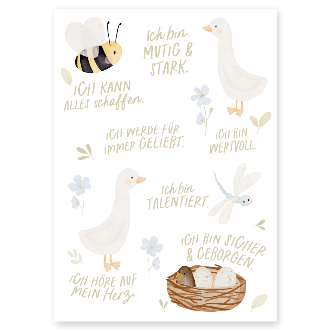 Kinderposter Affirmationen Tiere