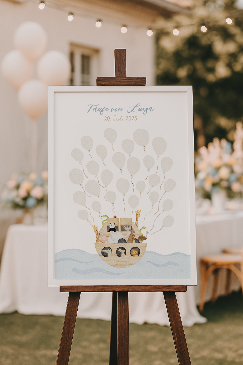 Gästeposter Arche Noah Fingerabdrücke personalisierbar inkl. Rahmen