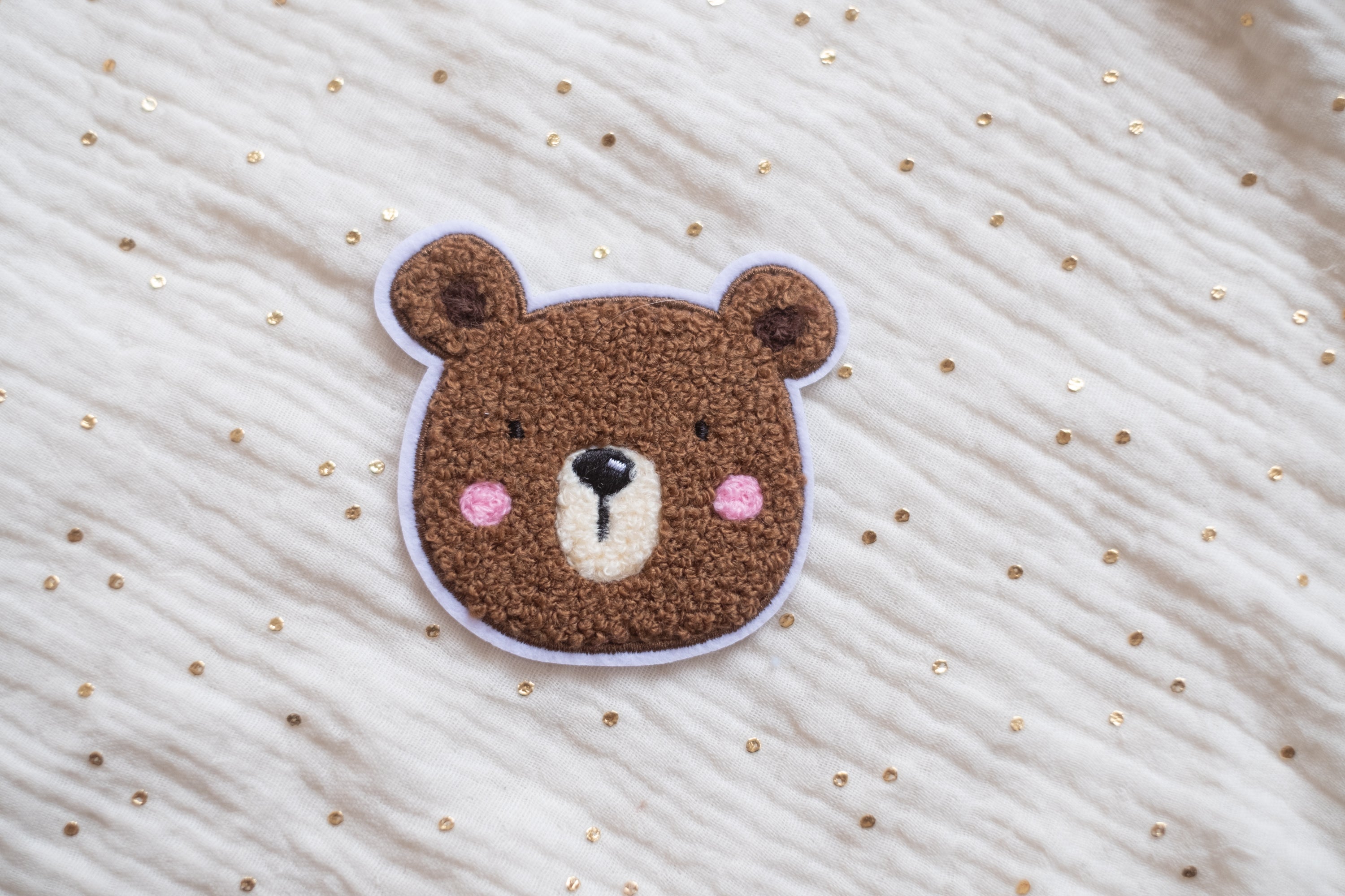 Hej Hanni Patch flauschig Bär Chenillepatch 6,5cm hoch