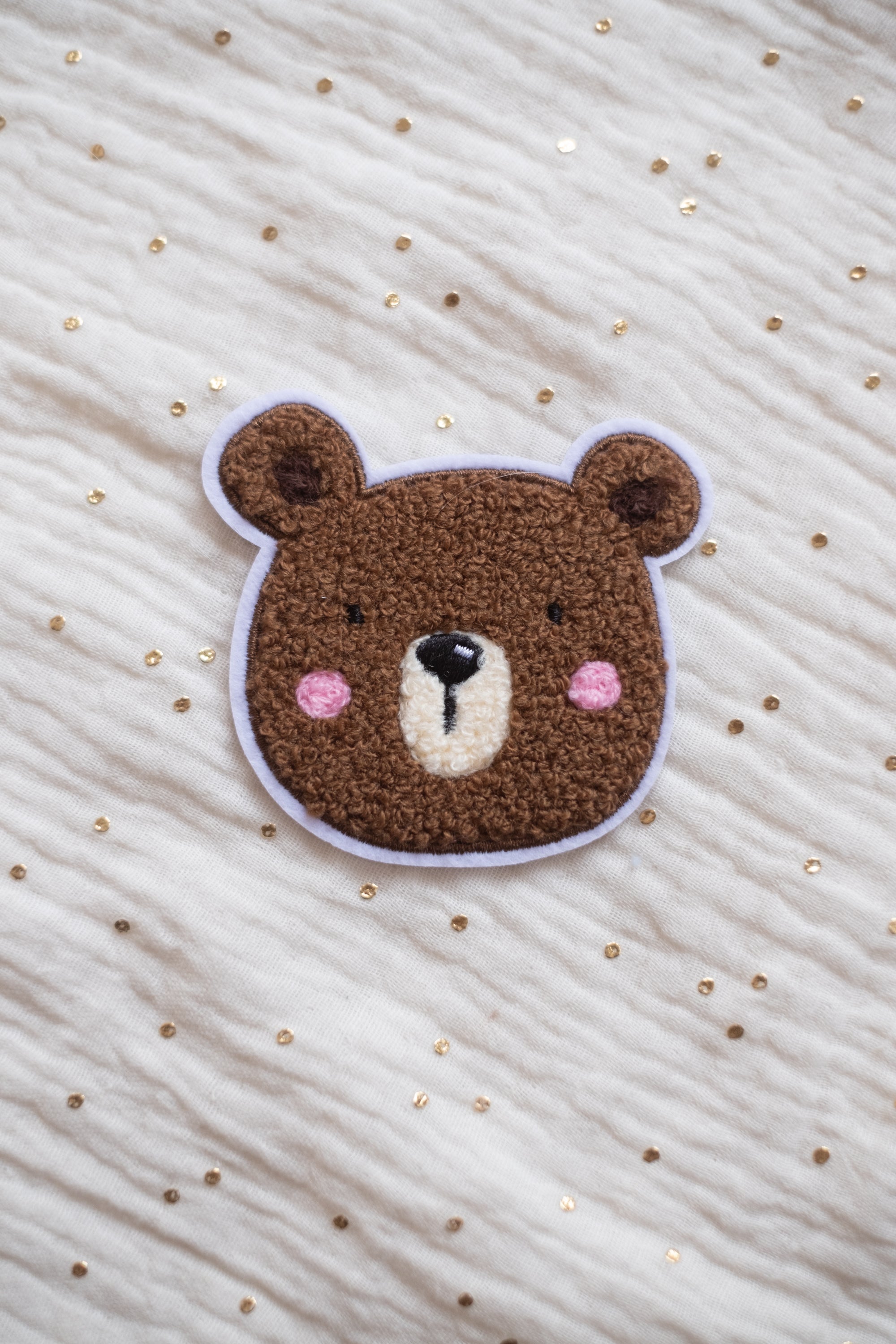 Hej Hanni Patch flauschig Bär Chenillepatch 6,5cm hoch