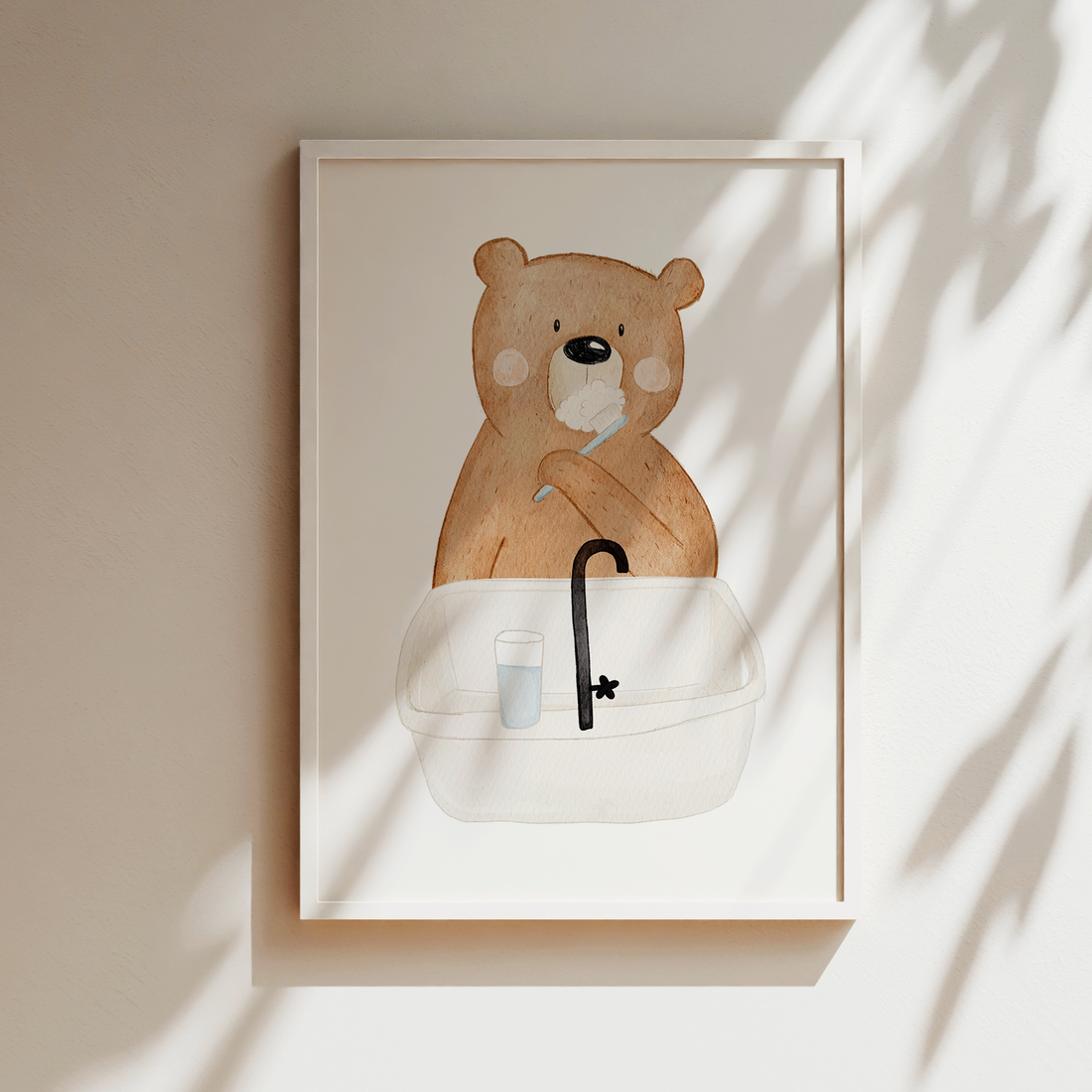Kinderposter Bär Zähne putzen Routineposter inkl. Rahmen