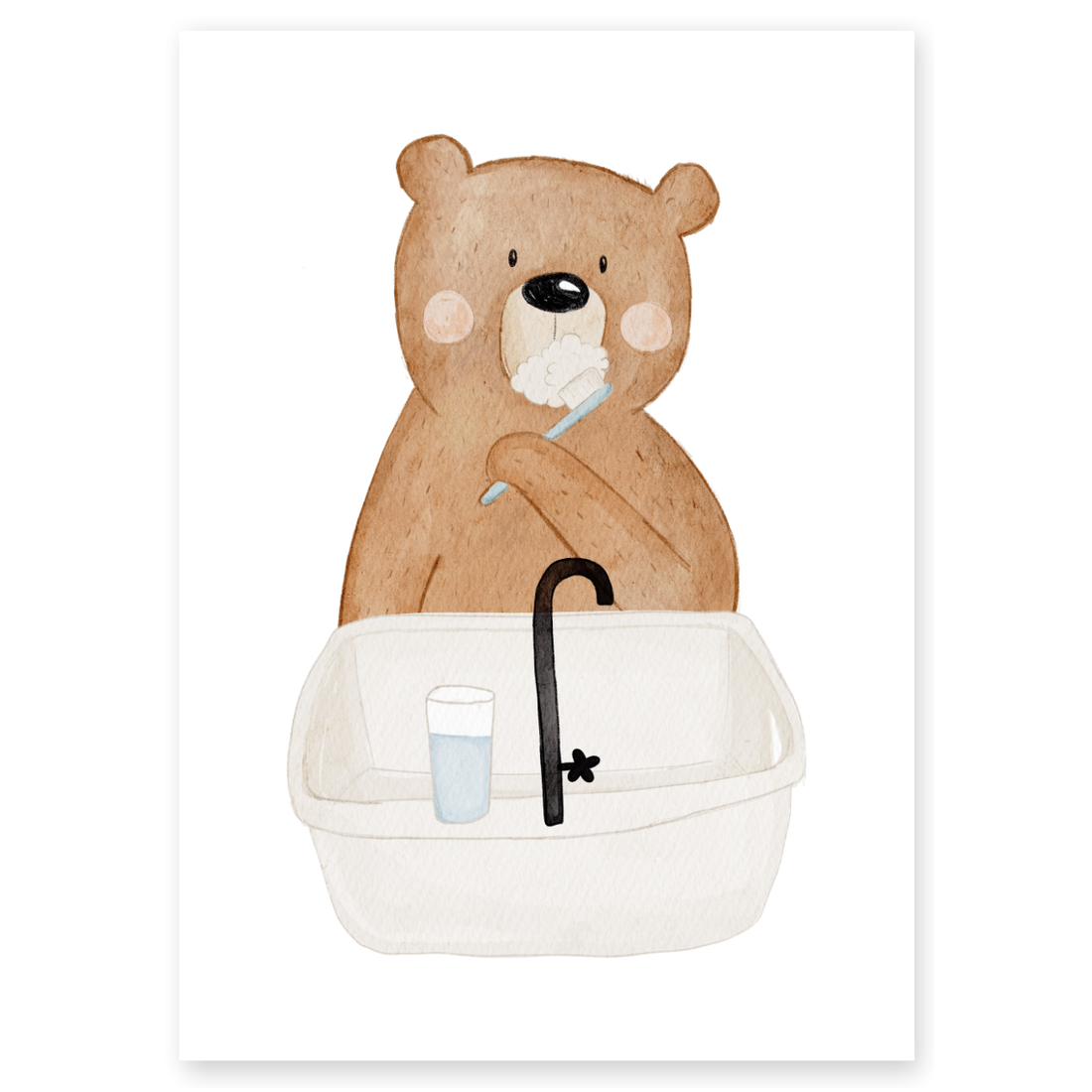 Kinderposter Bär Zähne putzen Routineposter