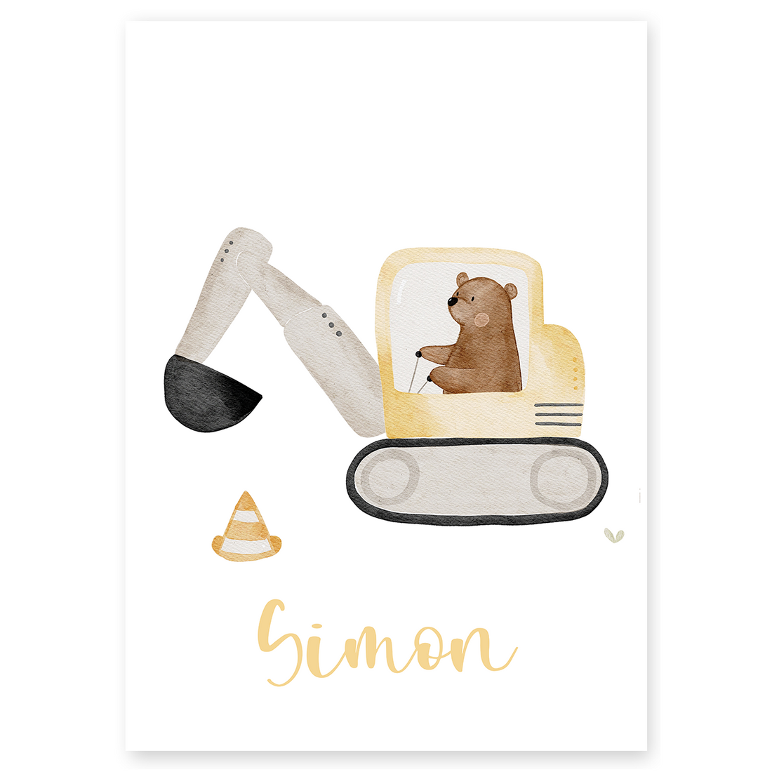 Kinderposter Name Bär Bagger