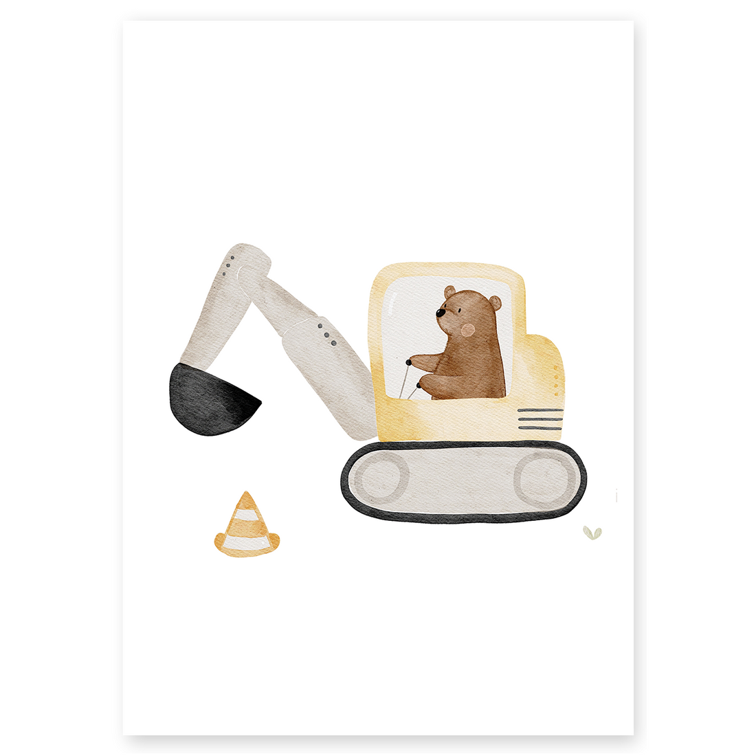 Kinderposter Bär im Bagger