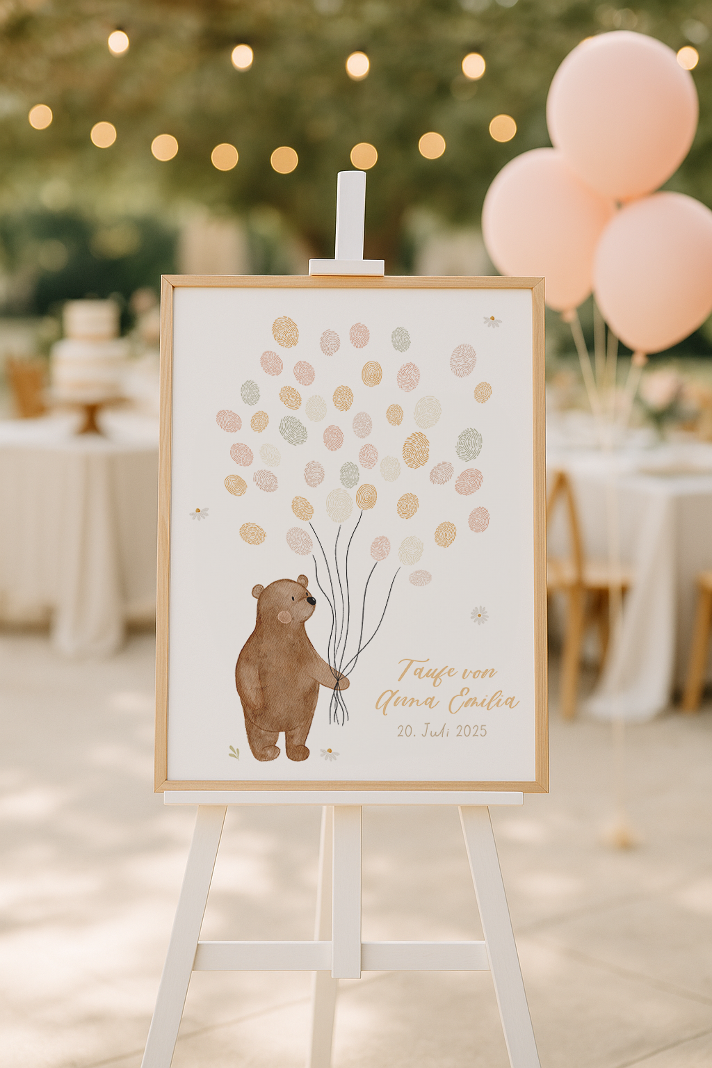 Gästeposter Bär Ballons personalisierbar