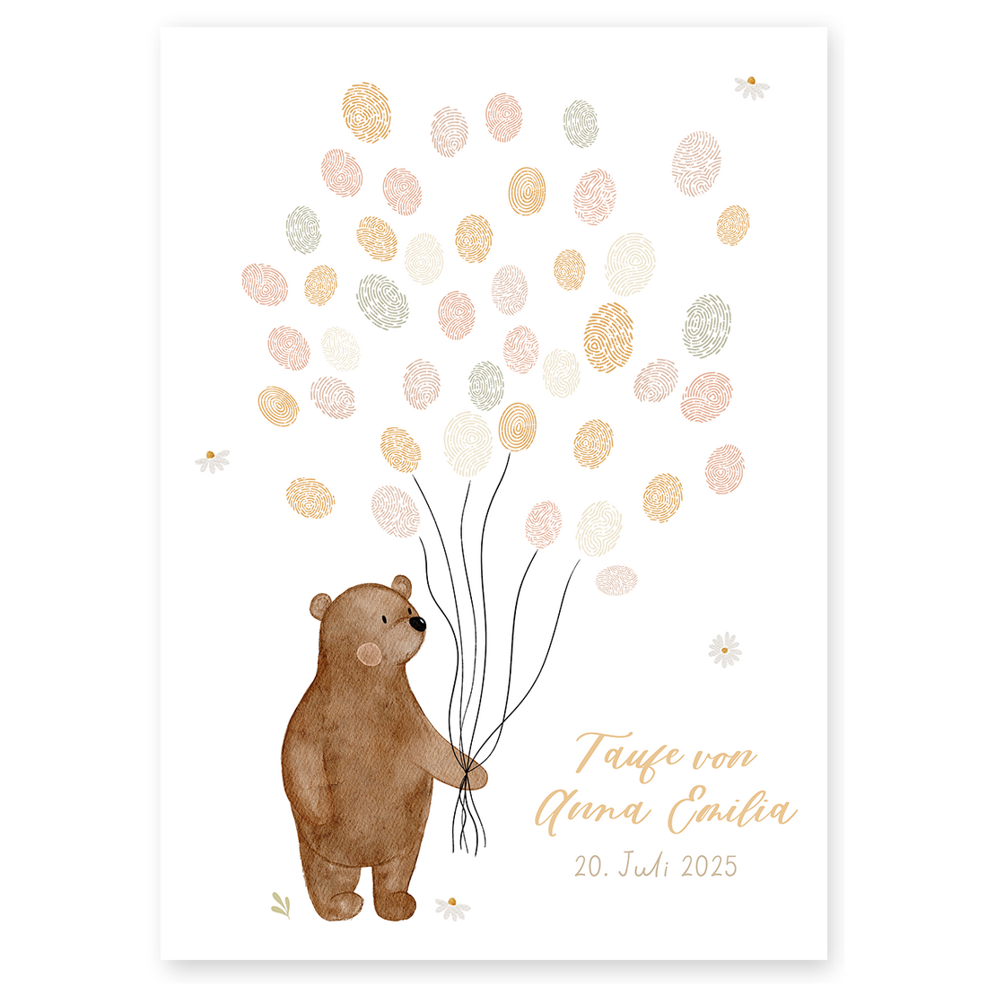 Gästeposter Bär Ballons personalisierbar