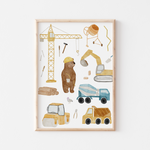 Poster Bär Baustelle A4 & A3