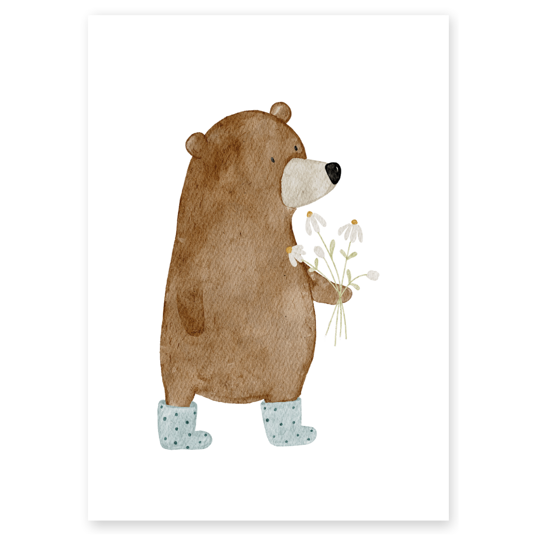 Kinderposter Bär Blumenstrauß