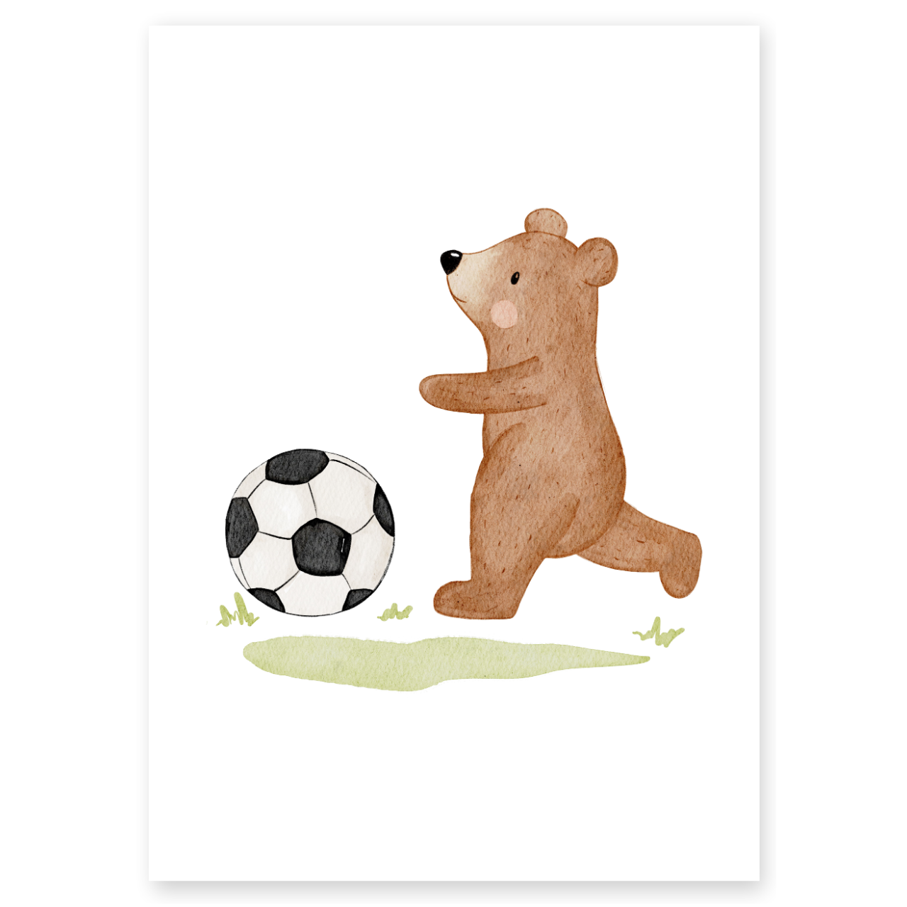 Kinderposter Bär Fußball inkl. Rahmen