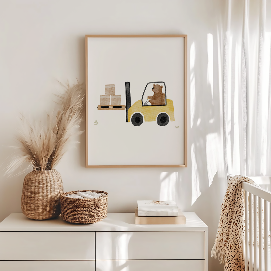 Kinderposter Bär Gabelstapler