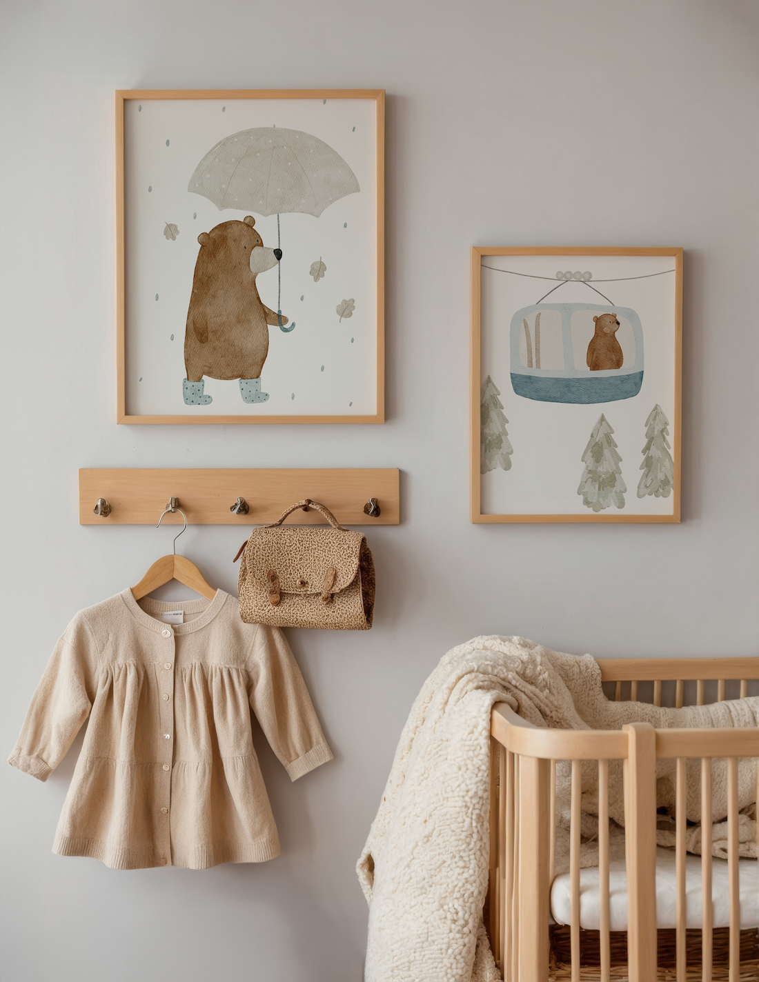 Kinderposter Bär im Regen