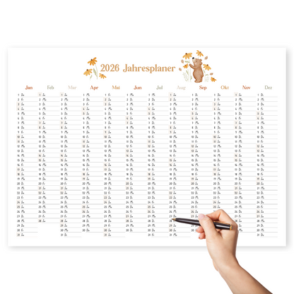Kalenderposter 2026 Bär gelbe Blumen
