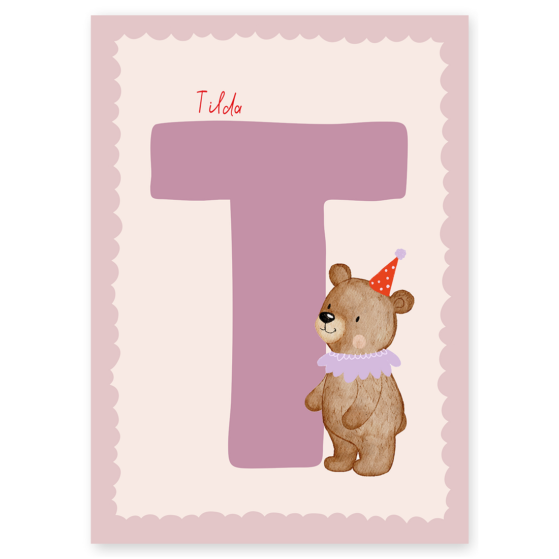 Buchstabenposter Bär lila