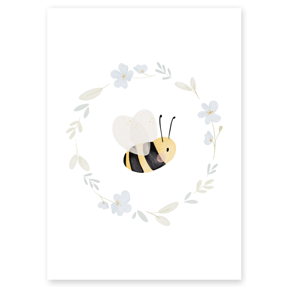 Kinderposter Biene Blumenkranz