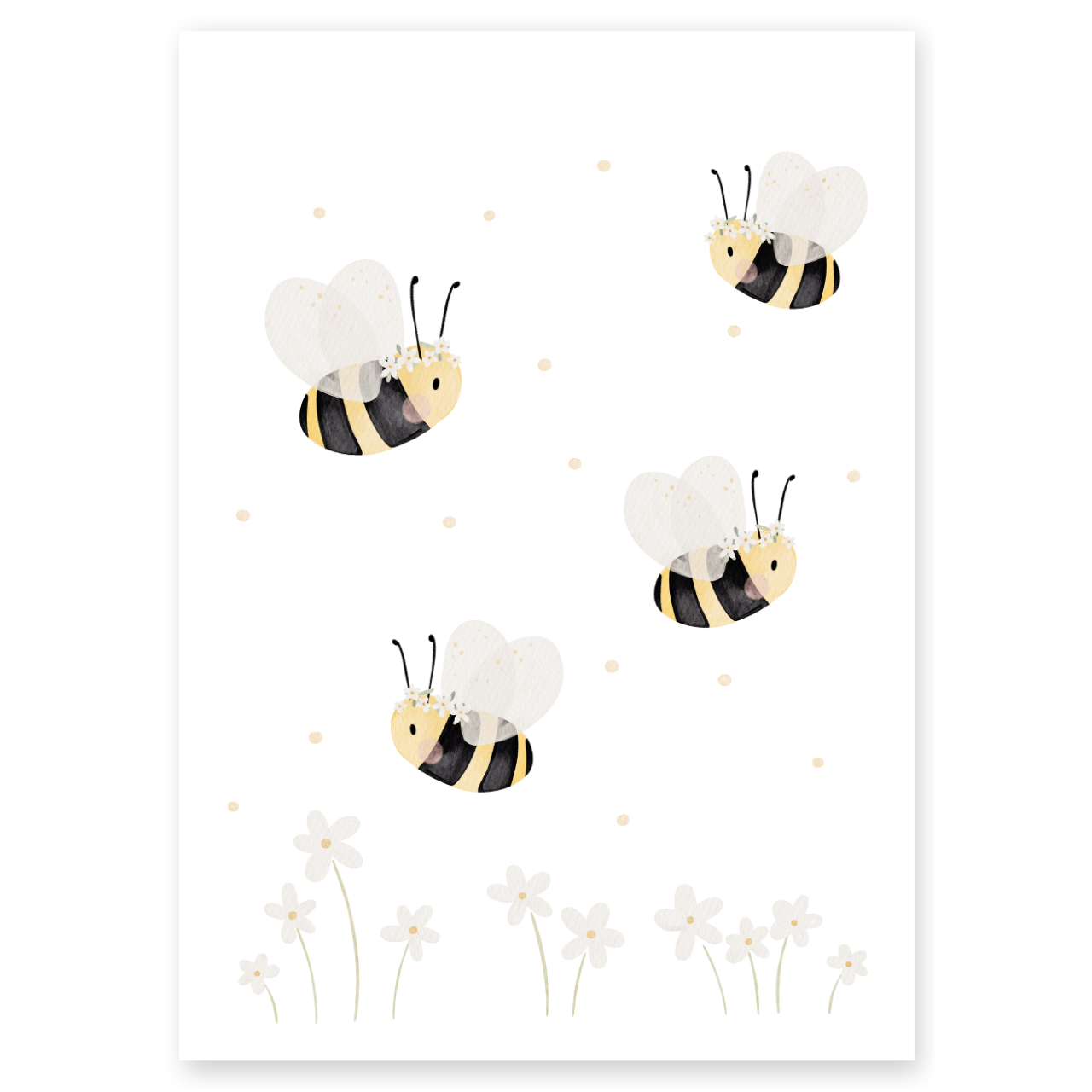 Kinderposter Bienen weiße Blumen