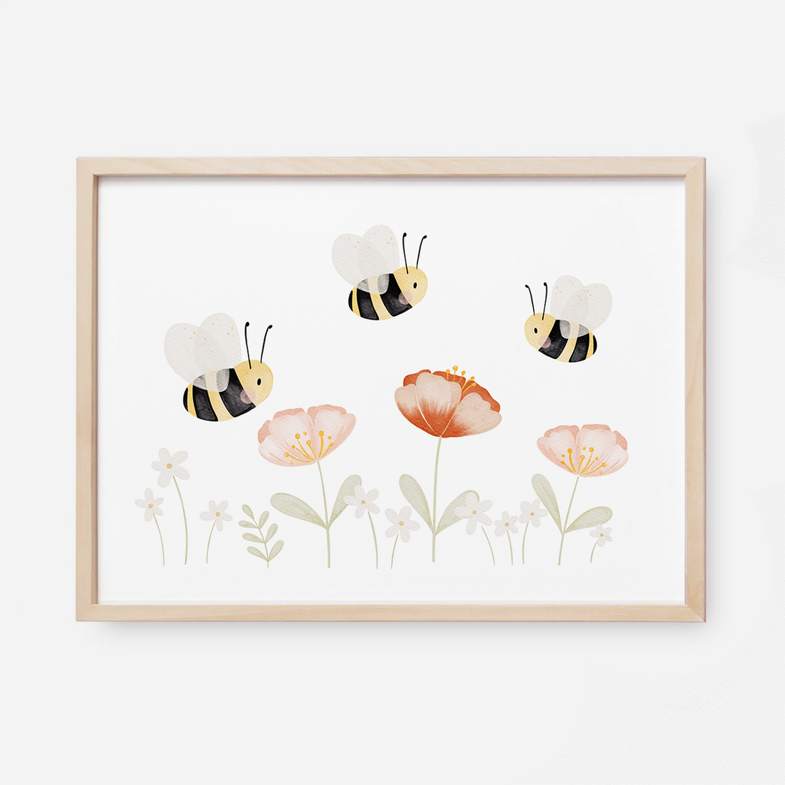 Kinderposter Bienen Blumenwiese Mohnblumen