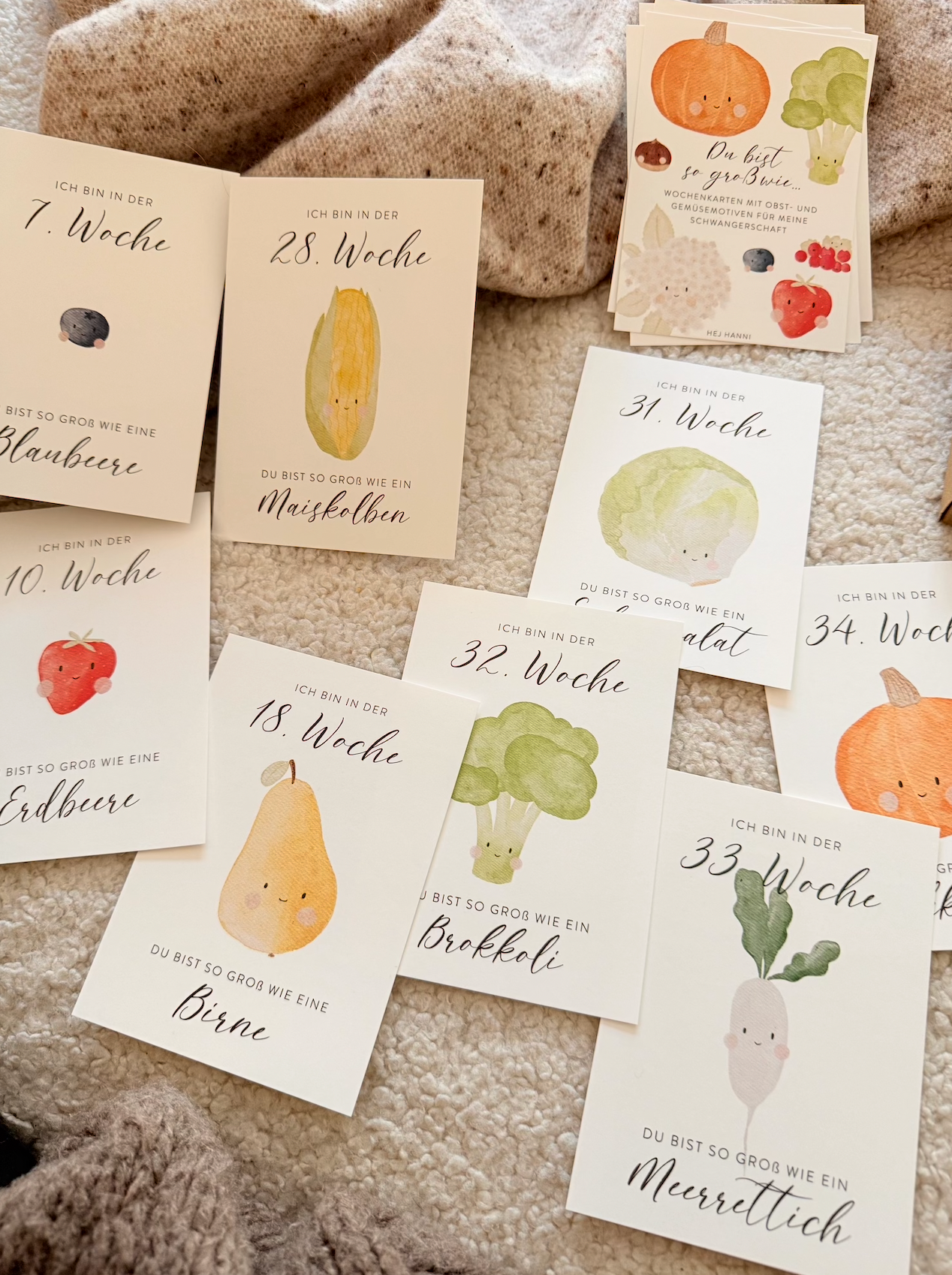 Hej Hanni Wochenkarten Obst und Gemüse Schwangerschaft