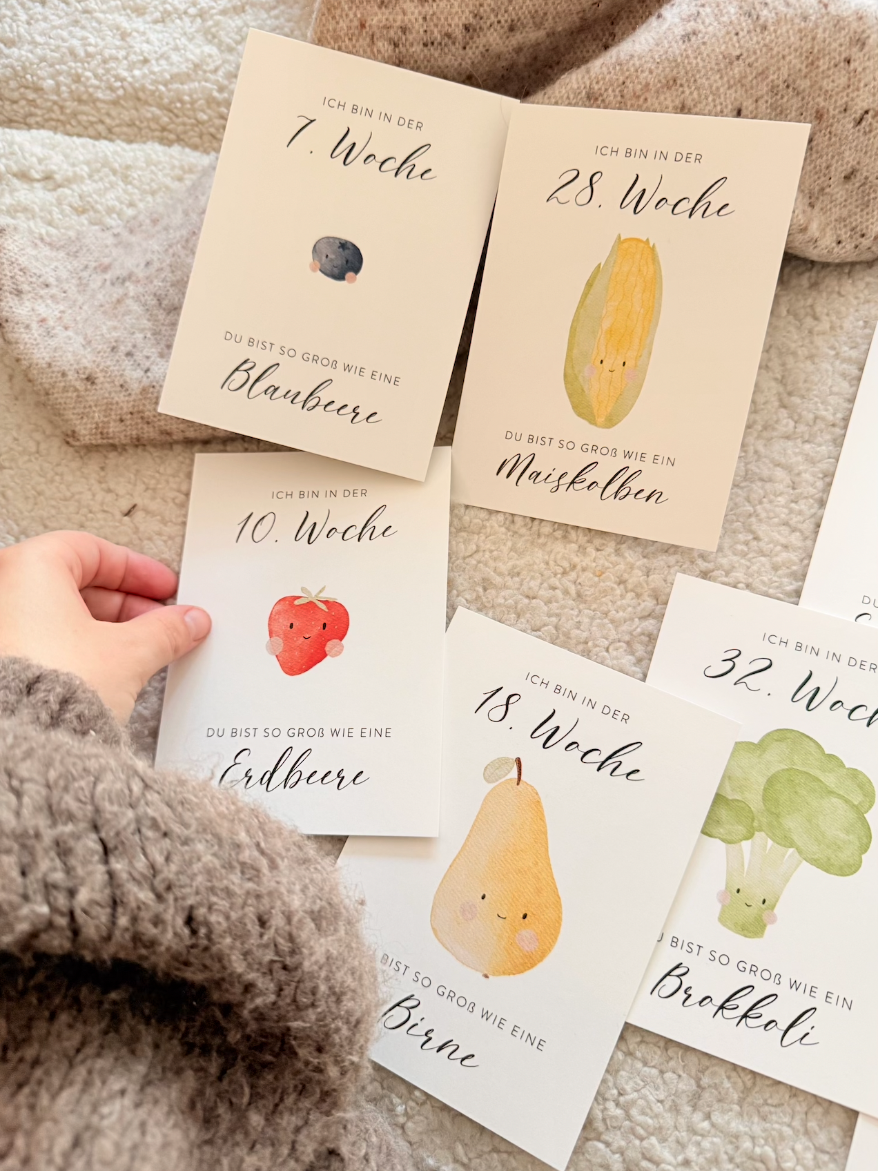 Hej Hanni Wochenkarten Obst und Gemüse Schwangerschaft