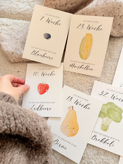 Hej Hanni Wochenkarten Obst und Gemüse Schwangerschaft