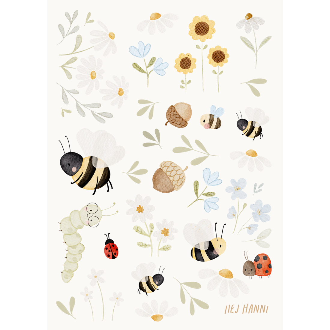 Hej Hanni Bügelbilderset A6 Bienchen & Blümchen