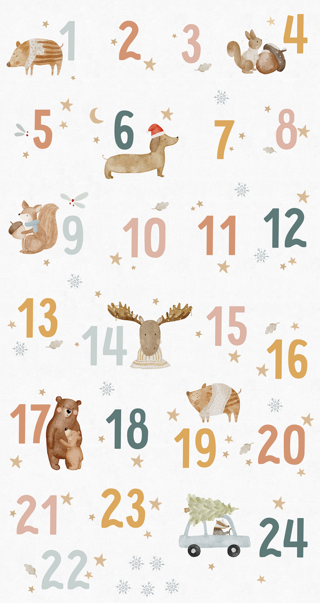 Hej Hanni Adventskalender Bügelbilder boho