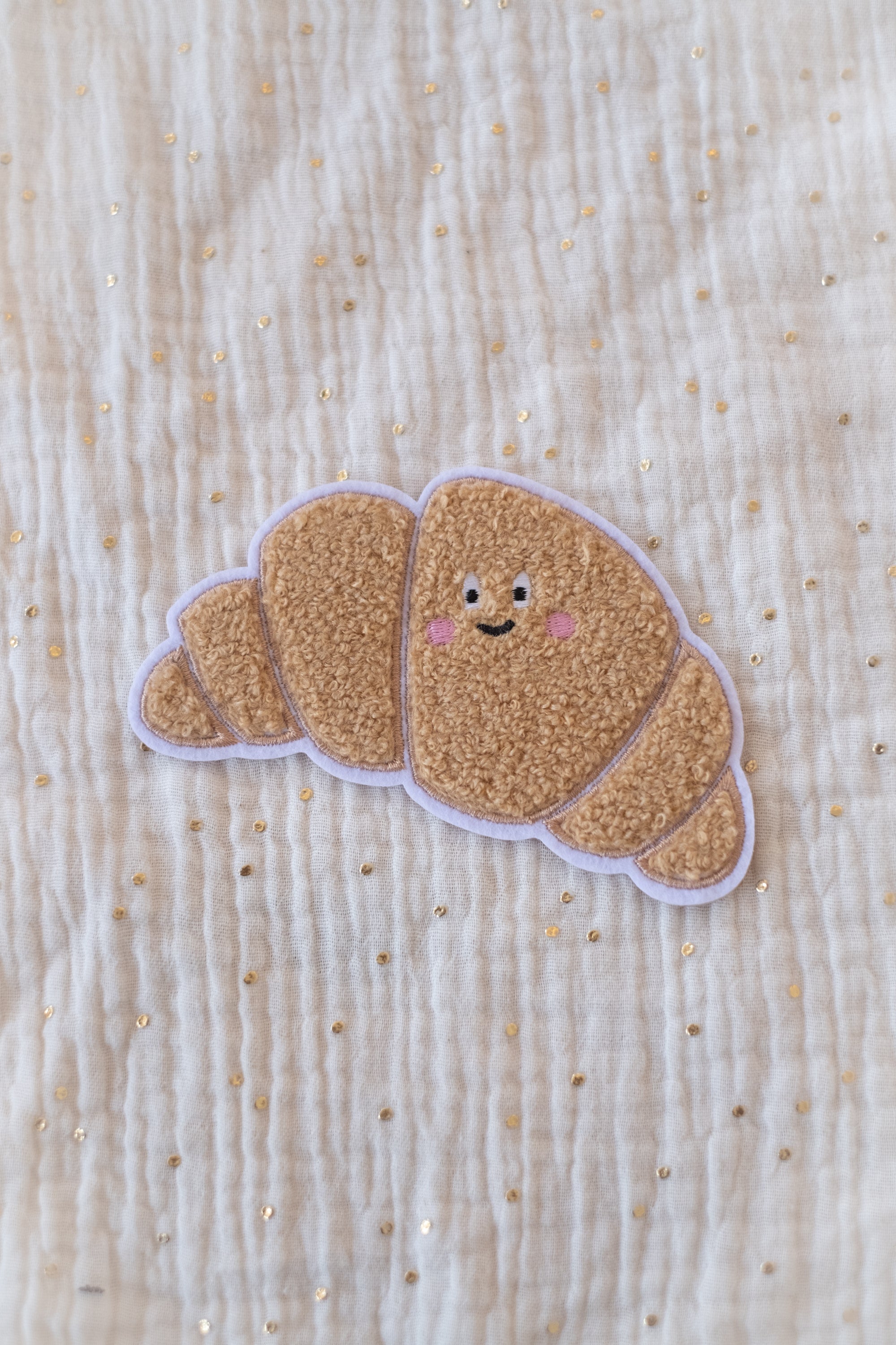 Hej Hanni Patch flauschig Croissant Chenillepatch 12cm breit