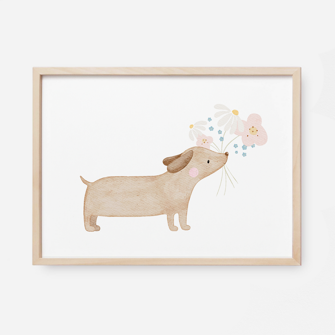 Kinderposter Dackel Blumen