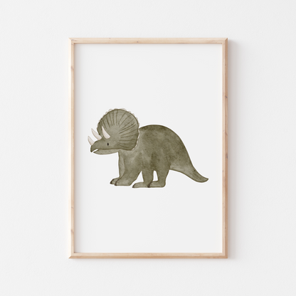 Poster Dinosaurier Triceratops A4