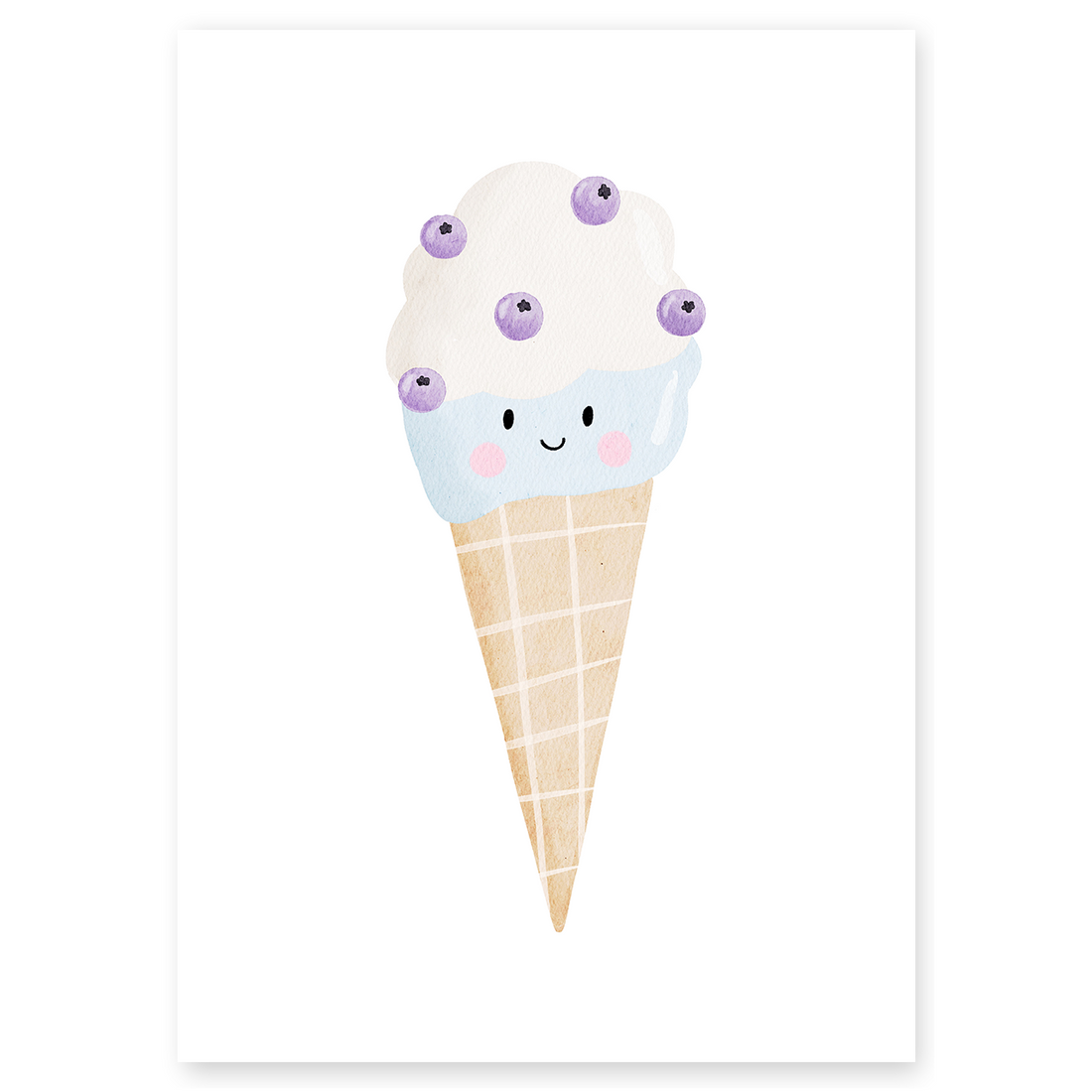 Kinderposter Eis mit Blaubeeren